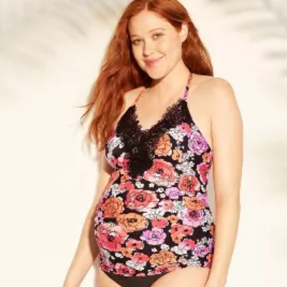 Sea Angel Maternity Floral High Neck Tankini Top